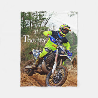 Dirt Motorcycle Bike Motocross Tävla Personlig Fleecefilt