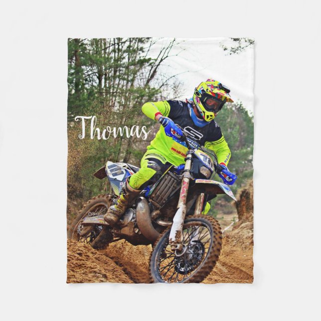 Dirt Motorcycle Bike Motocross Tävla Personlig Fleecefilt (Framsidan)