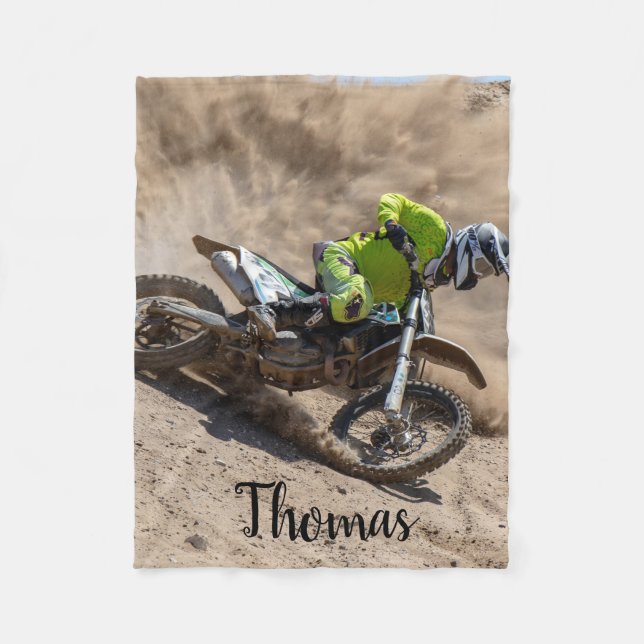 Dirt Motorcycle Bike Motocross Tävla Personlig Fleecefilt (Framsidan)