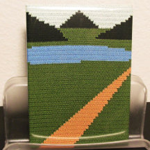 Dirt Road Grass Sjö Backe Artisan Crochet Print