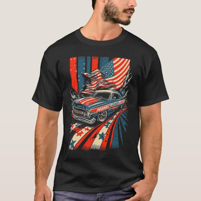 Dirt Track Racing Automobile Race American Indepen T Shirt (Framsida)