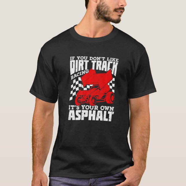 Dirt Track Racing Winged Sprint Car Premium T Shirt (Framsida)