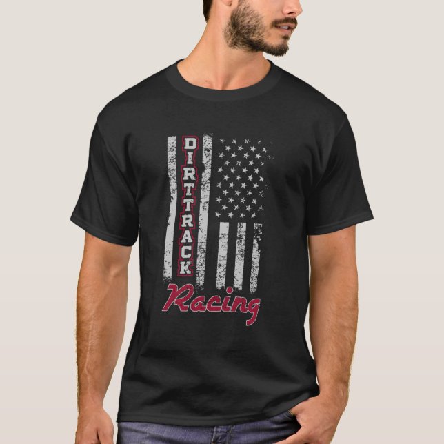 Dirt Track Tävla American Flagga T Shirt (Framsida)