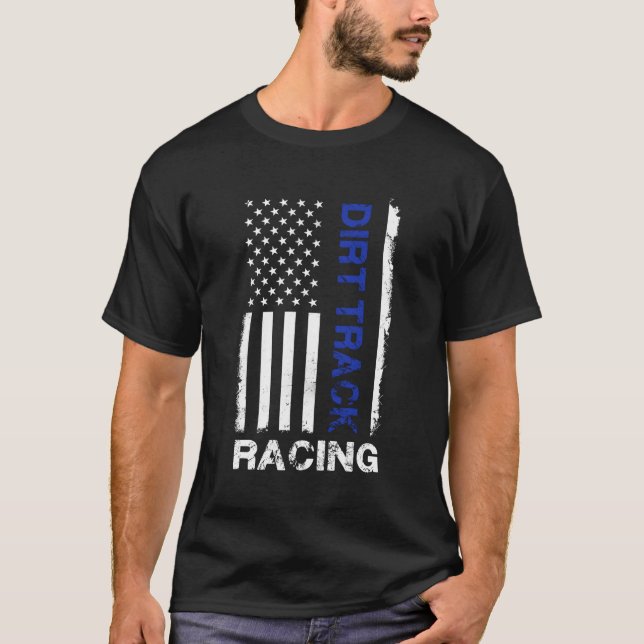 Dirt Track Tävla American Flagga T Shirt (Framsida)