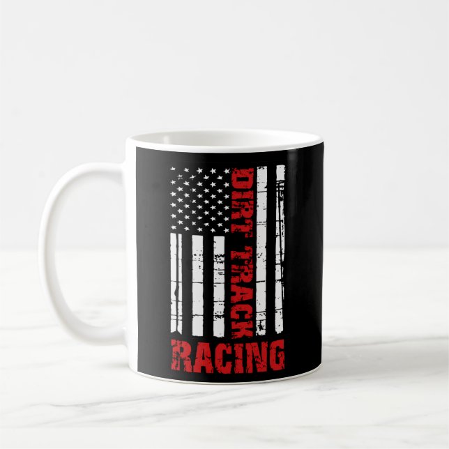 Dirt Track Tävla American Flagga Tävling Car Racec Kaffemugg (Vänster)
