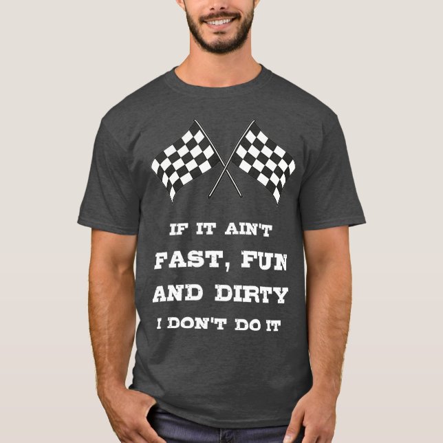 Dirt Track Tävla Flaggor T Shirt (Framsida)