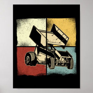 Dirt Track Tävla Retro Sprint Car Sprint Car-Sprin Poster