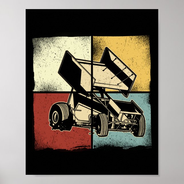 Dirt Track Tävla Retro Sprint Car Sprint Car-Sprin Poster (Framsidan)