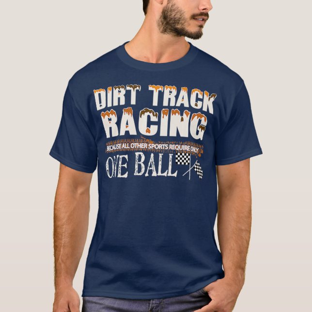 Dirt Track Tävla Tävling Flagga Funny Lera Design T Shirt (Framsida)