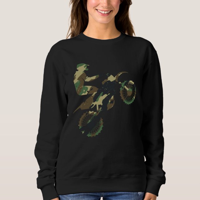 Dirt Up Camouflage Motocross Motorcycle T Shirt (Framsida)