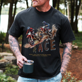 Dirtbikes Tävla Motocross Tävling Park Text T Shirt