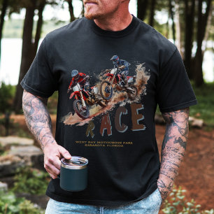 Dirtbikes Tävla Motocross Tävling Park Text T Shirt
