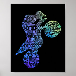Dirtcycle Motocross Shape MX Dirt Bike Rider Moto Poster