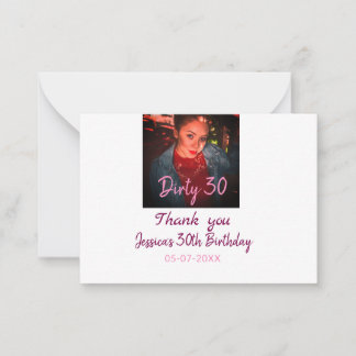 Dirty 30 Birthday add namn rosa lägg till bild dat Anteckningskort