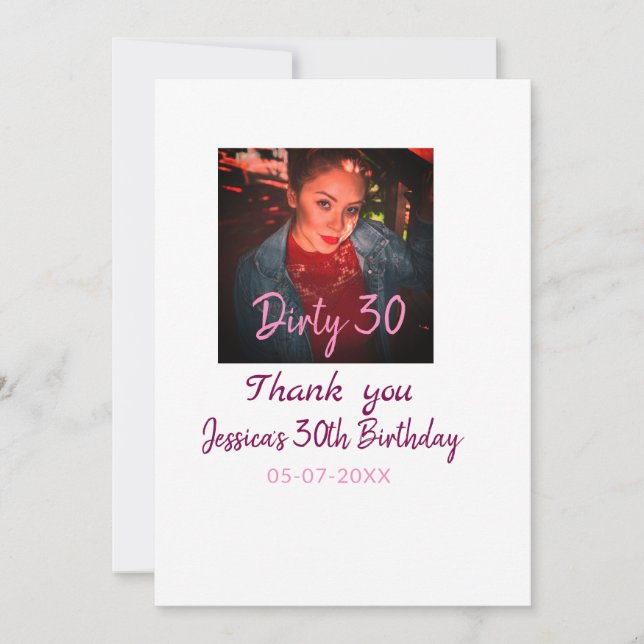 Dirty 30 Birthday add namn rosa lägg till bild dat Inbjudningar (Framsida)