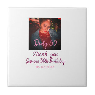 Dirty 30 Birthday add namn rosa lägg till bild dat Kakelplatta