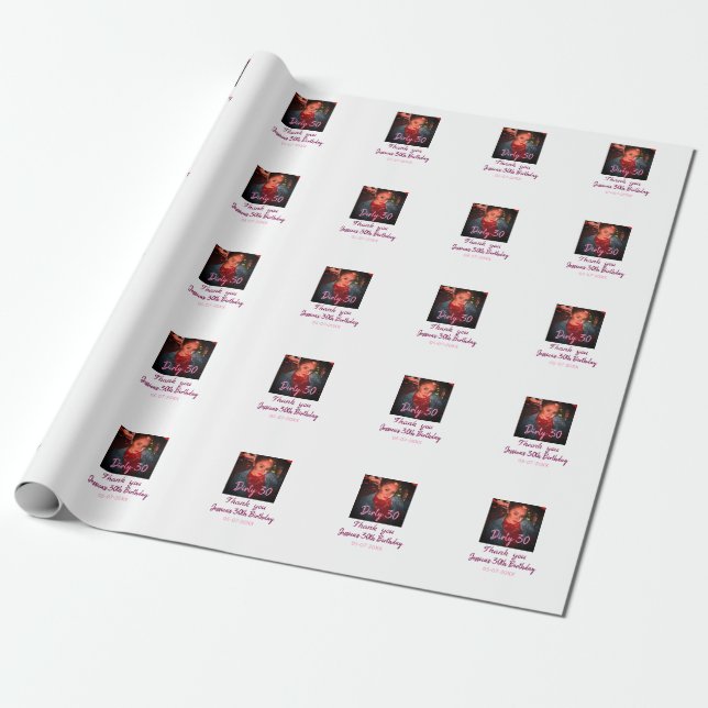 Dirty 30 Birthday add namn rosa lägg till bild dat Presentpapper (Utrullad)
