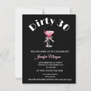 Dirty 30 Coquette Martini-födelsedag Thenzed Inbju Inbjudningar