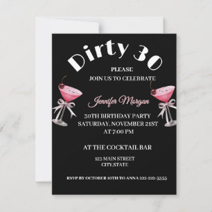 Dirty 30 Coquette Martini-födelsedag Thenzed Inbju Inbjudningar