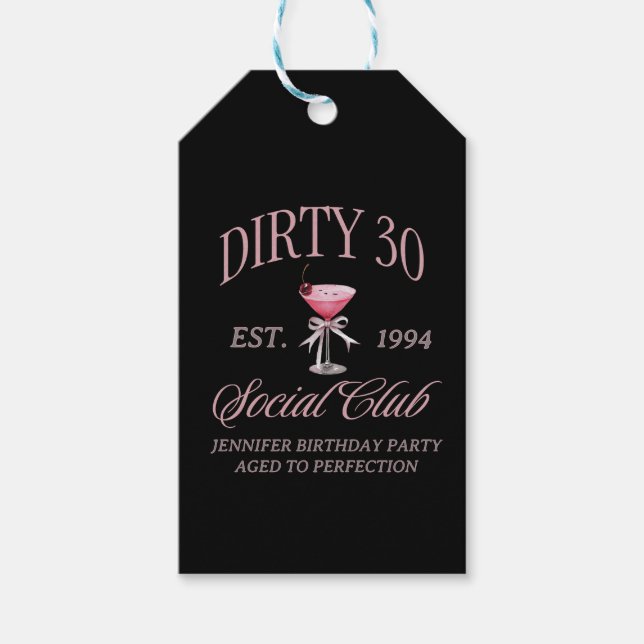 Dirty 30 Coquette Martini med bogserbåt Presentetikett (Framsidan)