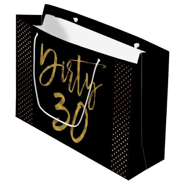 Dirty 30 Gold Foil Birthday Gift Bag (Framsidan Vinklad)