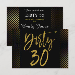 Dirty 30 Gold Foil Birthday-inbjudan Inbjudningar