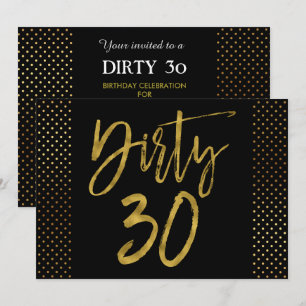 Dirty 30 Gold Foil Birthday-inbjudan Inbjudningar