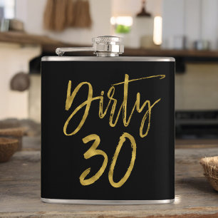 Dirty 30 Gold Foil och Black Birthday Flask Fickplunta