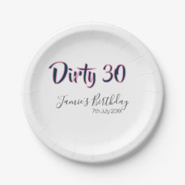 Dirty 30 happy birthday name date pink gray callig