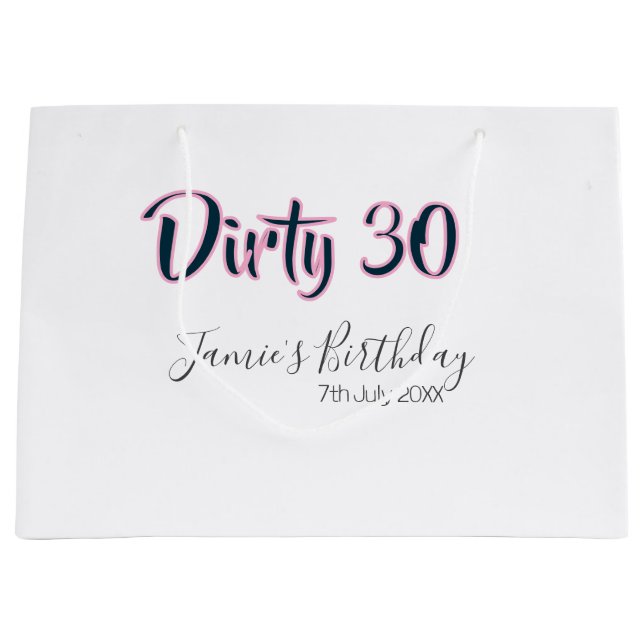 Dirty 30 happy birthday name date pink gray callig (Framsidan)