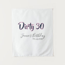 Dirty 30 happy birthday name date pink gray callig