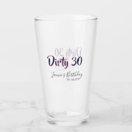 Dirty 30 happy birthday name date pink gray callig glaskopp