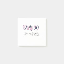Dirty 30 happy birthday name date pink gray callig post-it block