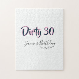 Dirty 30 happy birthday name date pink gray callig pussel