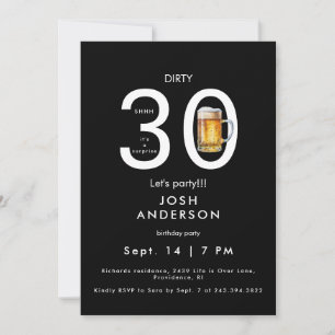Dirty 30 Låt oss Party Beer Surprise Birthday Inbjudningar