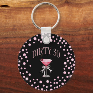 Dirty 30 Rosa Coquette Customize Namn Nyckelring