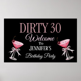 Dirty 30 Rosa och svart Coquette Poster