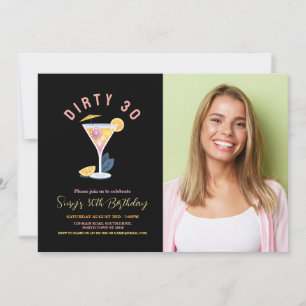 Dirty 30 Womens Birthday 30 Cocktails Photo Inbjudningar