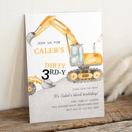 Dirty 3RD-Y Construction 3rd Birthday Party Inbjudningar