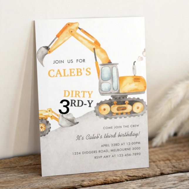 Dirty 3RD-Y Construction 3rd Birthday Party Inbjudningar (Skapare uppladdad)