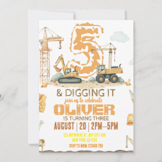 Dirty 3rd-y Construction Birthday-inbjudan Inbjudningar