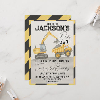 Dirty 3rd-y Construction Birthday-inbjudan Inbjudningar