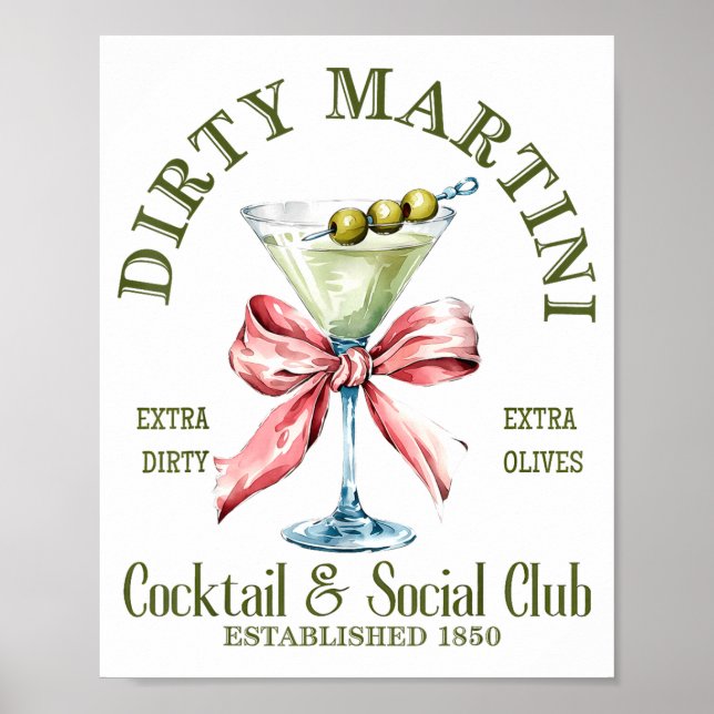 Dirty Bachelorette Martini Tail Club Martini Drink Poster (Framsidan)