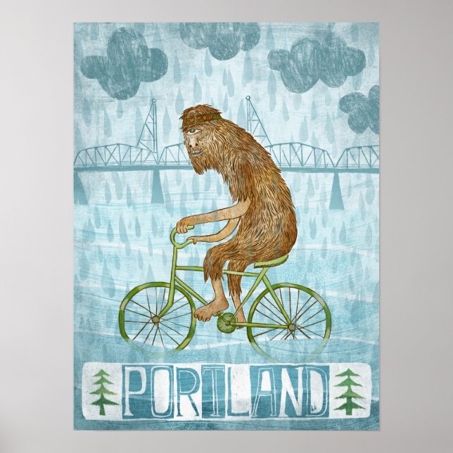 Dirty Blöt Bigfoot Hipster Poster (Framsidan)