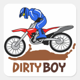 Dirty Boy Motocross Fyrkantigt Klistermärke