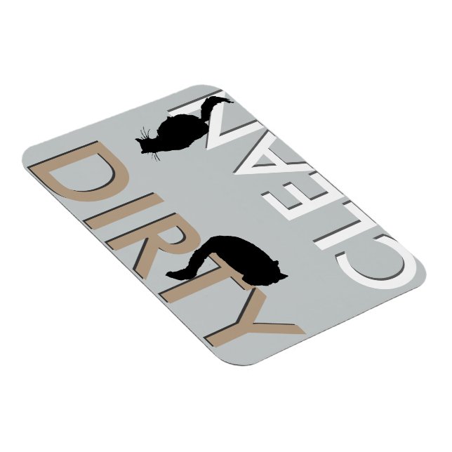 Dirty-Clean Cat Dishwasher Magnet (Högersidan)