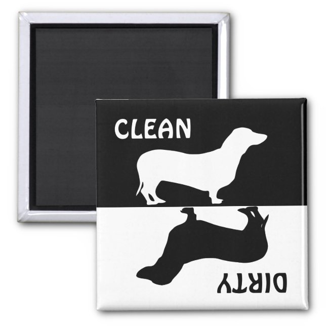 Dirty Clean Dachshund hund dischasher magnet (Framsidan)