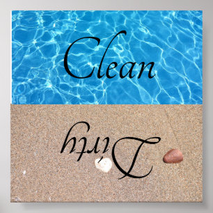 Dirty Clean Dishwasher Beach Vatten Poster