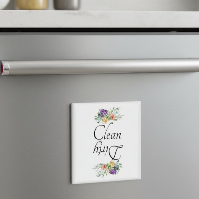 Dirty Clean Dishwasher Magnet Blommigt Flowers (Skapare uppladdad)