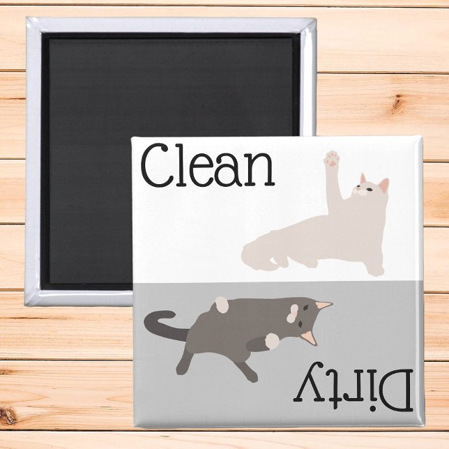 Dirty Clean Dishwasher Magnet Cute Cat Lover (Skapare uppladdad)